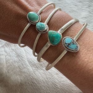 Turquoise and Sterling Silver Bracelet Set